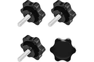 Aifeier ET 4 Pieces M6 x 20mm Star Hand Knob, Black Plastic Hex Shaped Clamping Knob Handle for Umbrella Base Replacement Knob (M6 OD≈5.82 mm)