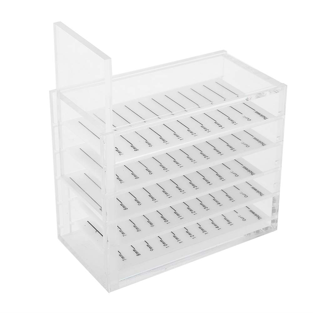 Brrnoo Eyelash Storage Box, 5 Layers, Transparent, Black, Plastic, Individual, Practical Organizer