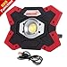sunzone LED Work Light 20 Watt 1200 Lumens FloodLight Outdoor Camping Fishing Spotlights Searchlight Built-in Rechargeable Lithium Batteries Lamp with USB Ports (6006 Red)