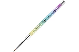 PANA Kolinsky 3D Acrylic Nail Brushes with Liquid Glitter Handle - For Professional Acrylic Powder Liquid Manicure Pedicure (Rainbow Color, Size #2)