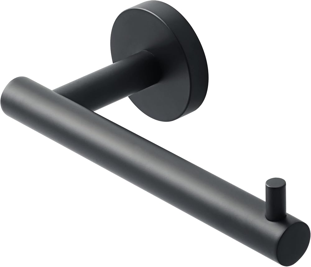 Sayayo Black SUS304 Wall Mounted Toilet Roll Holder Round Base Loo Tissue
