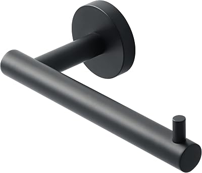 Sayayo Black SUS304 Wall Mounted Toilet Roll Holder Round Base Loo Tissue