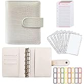 eleger A7 Crocodile Budget Binder Kit - Mini Money Organizer for Saving, Cash Stuffing Envelope System, Planner Binders with Pockets, Sheets and Stickers, Beige