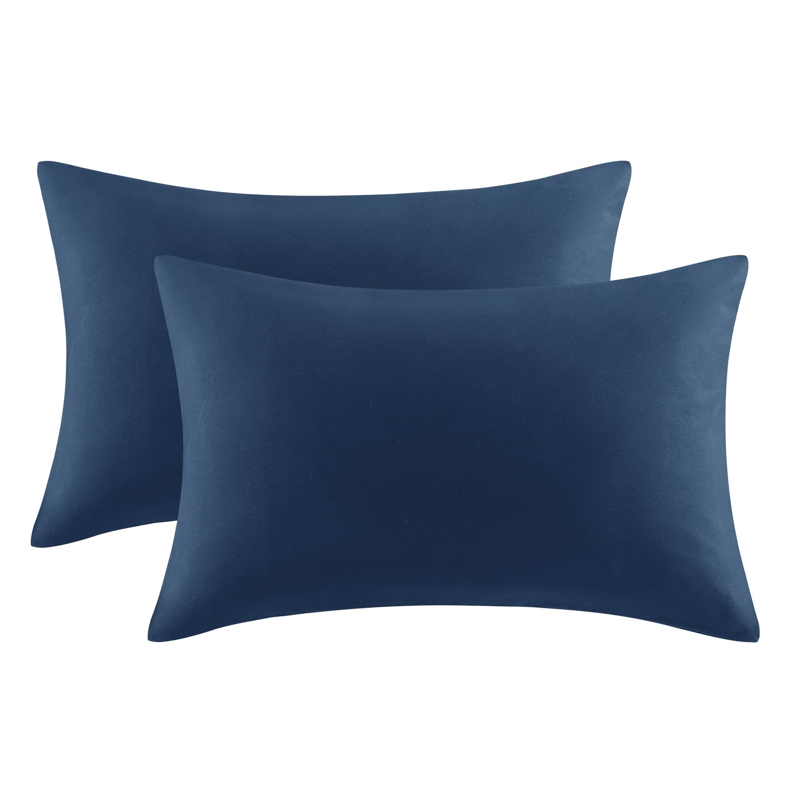 Aisbo Navy Blue Pillow Cases 2 Pack - Navy Blue Plain Standard Pillowcases Set of 2, Soft Microfiber Pillow Cover with Envelope Closure 50x75 cm