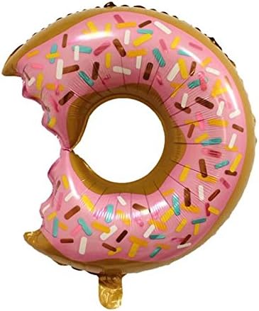 AnnoDeel 4pcs Doughnut Foil Balloons, 28inch X 18inch Bite Donut Large Sweet Candy Dessert Mylar Helium Balloon for Birthday Baby shower Party Balloons Decorations