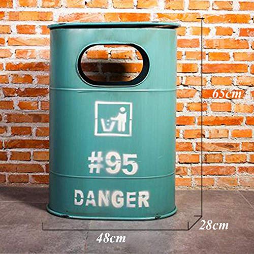 MADHEHAO Rustieke metalen prullenbak, industriële stijl antieke prullenbak, grote capaciteit buiten afvalbak, retro… - Afbeelding 3