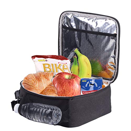 Insulated Lunch Bag Lunch Boxes Lunch Tote for Men Woman Teen Kids Adult School Office Meal Prep Bag Lunch Pail 2 Way Zipper with Front Side Pocket Wide Handle Shoulder Strap Bento Bag Cooler Bag