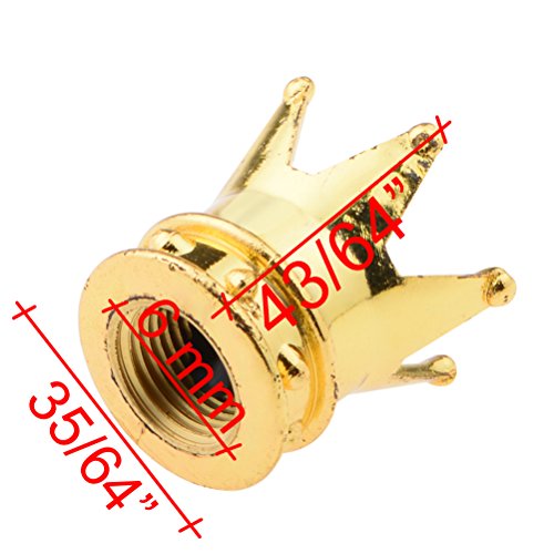 Universal Royal Crown 8mm Car/Motorcycle Wheel Rim Tire Air Stem Valve Caps Kit (Pack of 4, Gold)