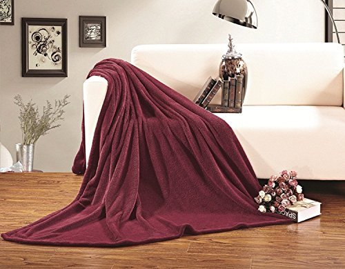 Elegant Comfort Micro Fleece Ultra Plush Luxury Solid Blanket, Full/Queen, Burgundy