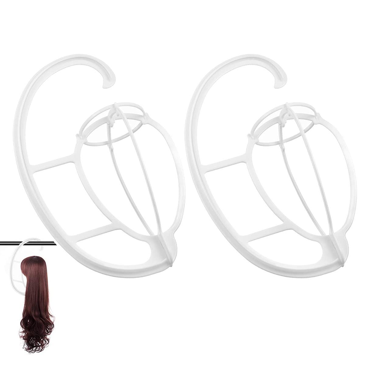 Dreamlover White Hanging Wig Stands for Long Wigs, Wig Hangers, 2 Sets