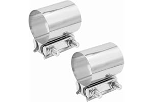 AotoKoop 2 3/4 in Exhaust Band Clamps 2 Packs, 2.75 in Butt Joint Band Clamp Sleeve Connector Stainless Steel for Mufflers, Pipe, Catalytic Converters