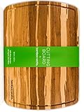 Professional Bamboo Wood Cutting Board and Cheese Board – Tiger Stripe – Organic and Antimicrobial – Extra Large 18 by 12.5 Inch Wood Serving Tray with Drip Groove by Bamboo Works