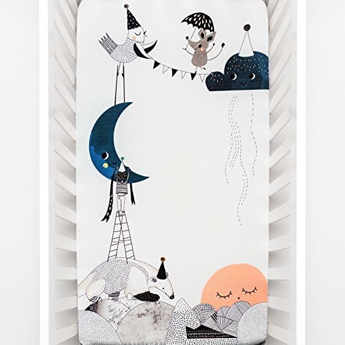 Mini Crib Sheet, Pack n Play or Playard Crib Sheet by Rookie Humans: 100% Cotton Sateen. Use as a Photo Background for Your Baby Pictures. Fits Mini Crib Size (38x24 inches) (Moon's Birthday)