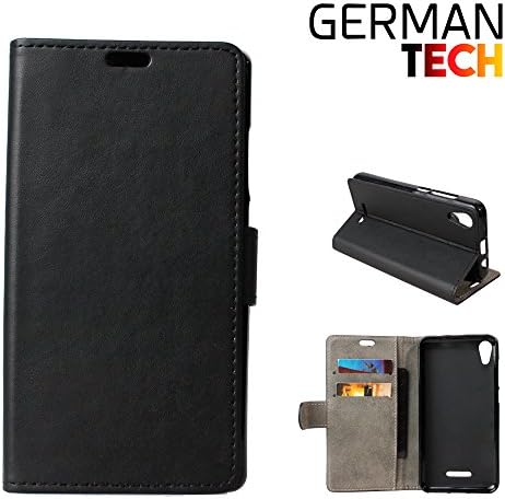 Wiko Lenny 4 Flip Cover Case. Protects and adapts flawlessly to your Smartphone, [ Viewing Stand ] German Tech - Black .