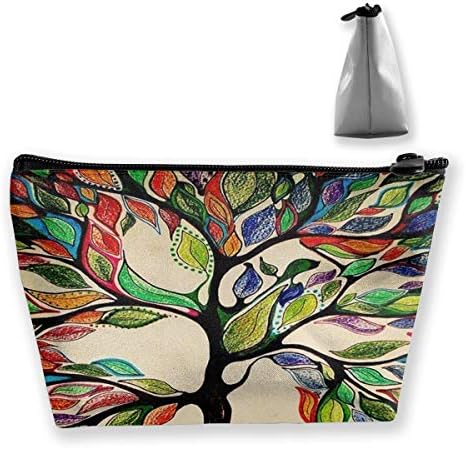 Women's Colorful Tree Of Life Gorgeous Like Feather Travel Cosmetic Bags Small Makeup Clutch Pouch Cosmetic And Toiletries Organizer Bag