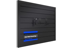 FIVAZ 4'x4' PVC Slat Wall Paneling, High Load Capacity Slatwall Panel, Cuttable & Moisture-Proof & Flame Retardant, Heavy Duty Black Garage Slatwall Panes Storage Systems for Garage Workshop Storage