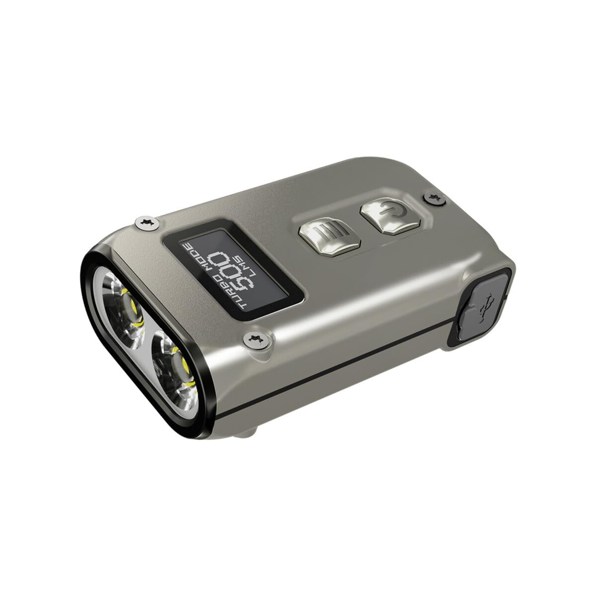 Nitecore TINI 2 Titanium, small flashlight, USB-C rechargeable LED flashlights, 500 lumens in 5 levels, up to 600 h run time, Grey