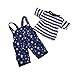 Jili Online Striped T-shirt Shoulder Strap Pants Outfit for 17inch Zapf Baby Born Doll