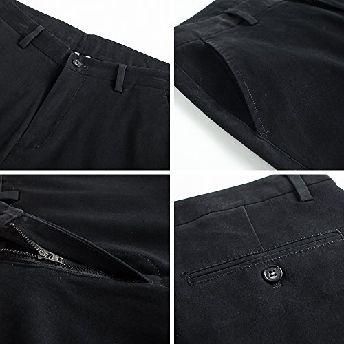 Men's Stretchy Straight Fit Casual Pants,100% Cotton Flat Front Formal Trousers Dress Pants - Thumbnail 5