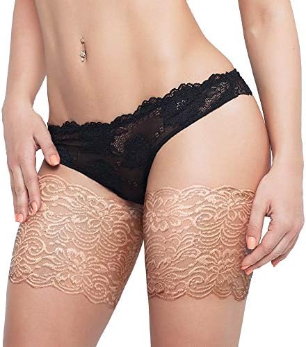 YULOONG Womens Thigh Bands Anti Chafing Sexy Lace Elastic Socks Work Out Compression Sleeve 2 PCS