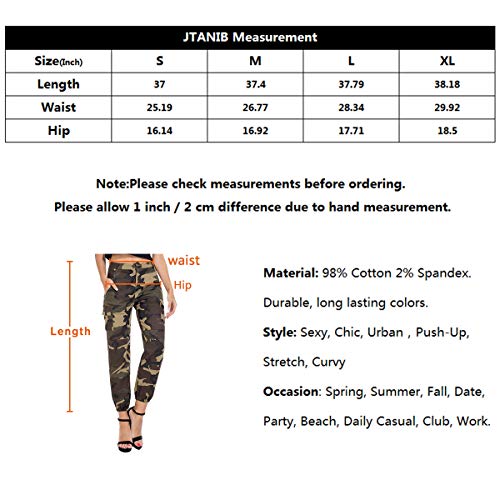 JTANIB Women's Camo Joggers High Waisted Slim Fit Cargo Pants with Pockets,Green S