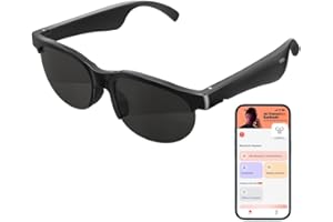 HARLAFOU Ai Translator Glasses,Translator Smart Glasses, AI Translator Powered by GPT,Music Bluetooth Sunglasses, Supports 100+ Languages for Traveling (AI Bluetooth Glasses)