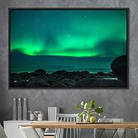 Framed Canvas Wall Art Dayspring Astronomy & Space Contemporary Cosmic Dramatic Green Group Photography Realism - 16x24 inches