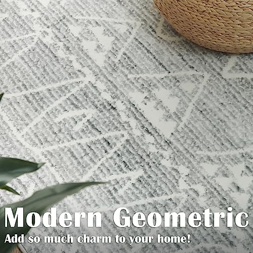 JINCHAN AREA RUG 3X5 MOROCCAN RUG WASHABLE RUG MODERN GEOMETRIC RUG NON SLIP ACCENT THIN RUG INDOOR DOOR MAT FLOOR COVER SOFT RUG CARPET FOR KITCHEN BEDROOM LIVING ROOM GREY