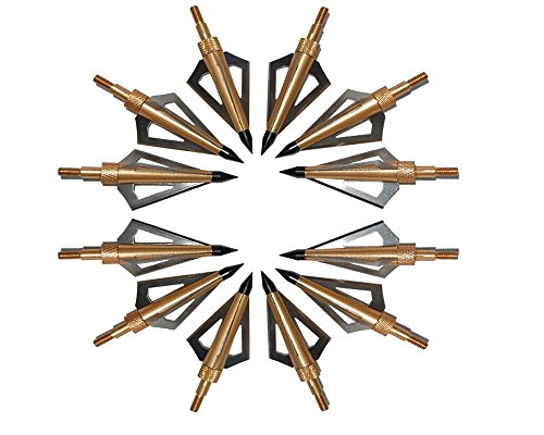 Hunting Broadheads, Sinbadteck 12PK 3 Blades Archery Broadheads 100 Grain Screw-In Arrow Heads Arrow Tips Compatible with Crossbow and Compound Bow (Copper)