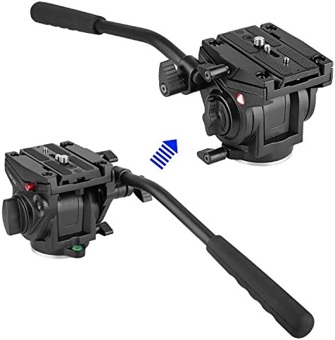 Video Fluid Drag Head, Kingjue Camera Tripod Head Plate with Non-Skid Bar for Canon Nikon Sony DSLR Camera Camcorder Shooting Filming