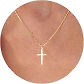GUOKE Cross Necklace for Women, Gold/Silver Cross Necklace 14K Gold/White Gold Plated Dainty Necklace Simple Jewelry for Women