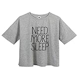 YITAN Women's Fashion Funny Tees Graphic Loose T shirt Cute Relaxed Split Crop Top Grey Small