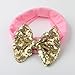 Slowera Baby Girls 2PCS Sets Cotton Tulle Sequins Diaper Cover Bloomers and Headband (Pink Gold, M: 6-12 Months)