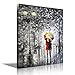Black and Whtie Wall Art Romantic Painting of Couple with Umbrella Walking on The Tree Modern Abstract Landscape Paintings Pictures Giclee Canvas Art Print Artwork Framed Wall Decoration