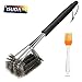 ISUDA [Deal of the Day] BBQ Grill Brush with Ebook -3 Stainless Steel Brushes in 1 Barbecue Grill Cleaner-17’’ Perfect for Weber, Char-Broil, Porcelain, Infrared Grills-Free Basting & Pastry Brush