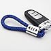 For Audi Logo Emblem Key Chain Key Ring Metal Alloy BV Style Calf Leather Gift Decoration Accessories (Blue)