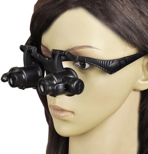 SHEENROAD 10X 15X 20X 25X LED Eye Jeweler Watch Repair Magnifying Eye Glasses Loupe