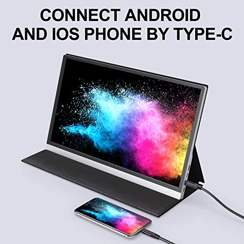 Portable Monitor - 15.6 Inch Portable Screen 1920×1080 Full HD IPS with USB-C/Type-C/Mini HDMI Suitable for Laptop, PC, MacBook Pro, Xbox, PS4, iPhone Series and Smart Phone with Type-C Full Function