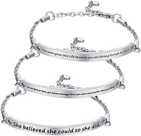 Inspirational Bracelets for Women Girls, Motivational Quotes Charm Bracelet Birthday Gift Ideas