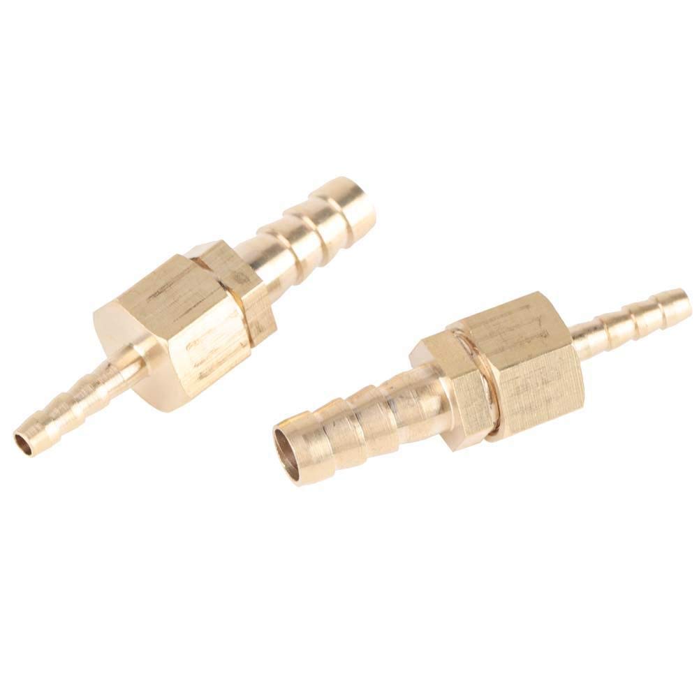 2pcs Straight Brass Barb Fitting Reducer, Reducing Plug Connector, Fit Hose ID 8mm to 4mm