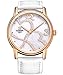 BINGER Women Mother Pearl Dress Watch Rose Gold Sapphire Crystal White Calfskin Leather Strap 553L-W