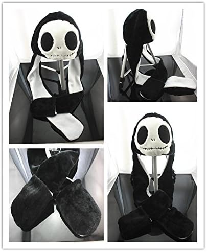 Nightmare Before Christmas Jack Plush Hat Hoodie Hat 3 in 1 Winter Scarf Pocket By Fantastic House