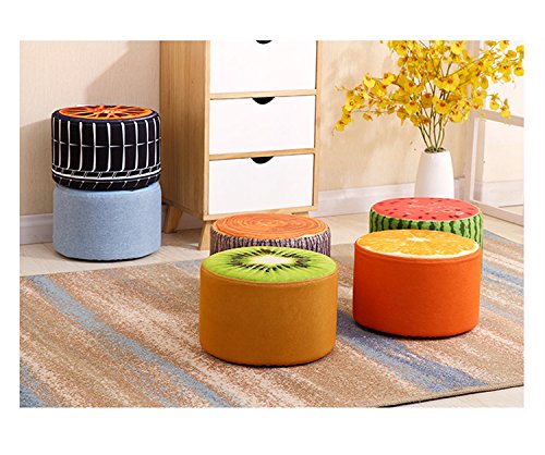 Corldif Round Ottoman Foot Stool/Linen Fabric Cover, Short Leg,Children Size(Kiwifruit)