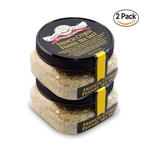 French Citrus Fennel Sea Salt- Pure French Grey Sea Salt Blended W/ Fennel Seeds Orange Peel Coriander & White Peppercorn- Gluten Free No-MSG Non GMO Cooking & Finishing Salt- 8 OZ Total Stackable Jar