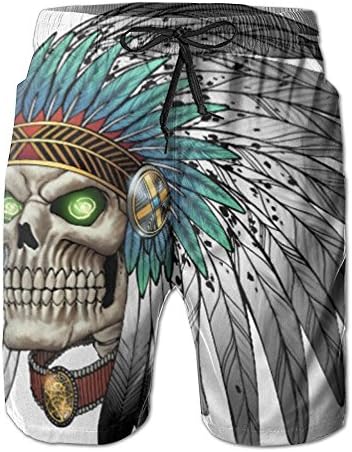 Liuxl Men's Beach Pants Shorts American Indian Skull Swimming Trunks Swimwear Quick-Drying