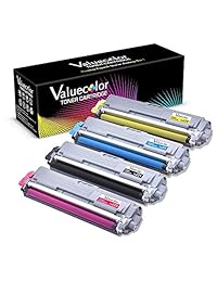 valuecolor cartucho de tóner de repuesto compatible para Brother TN221 TN225 B C M Y (1 Negro, 1 Cian, 1 Magenta, 1 Amarillo), 4 count, Paquete de 4