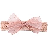 Rannyrena Cute Lace Bow Baby Girls Headbands White Knot Headband Soft Chiffon Hair Band for Newborn Infant Toddler Kids Hair Accessories (Pink B)