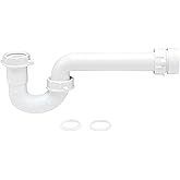 JB Products 1-1/2 Inch P-Trap Kit, Polypropylene Tubular with PVC Marvel Adapter, Ribbed Threaded Nuts for Strong Leak-Free C