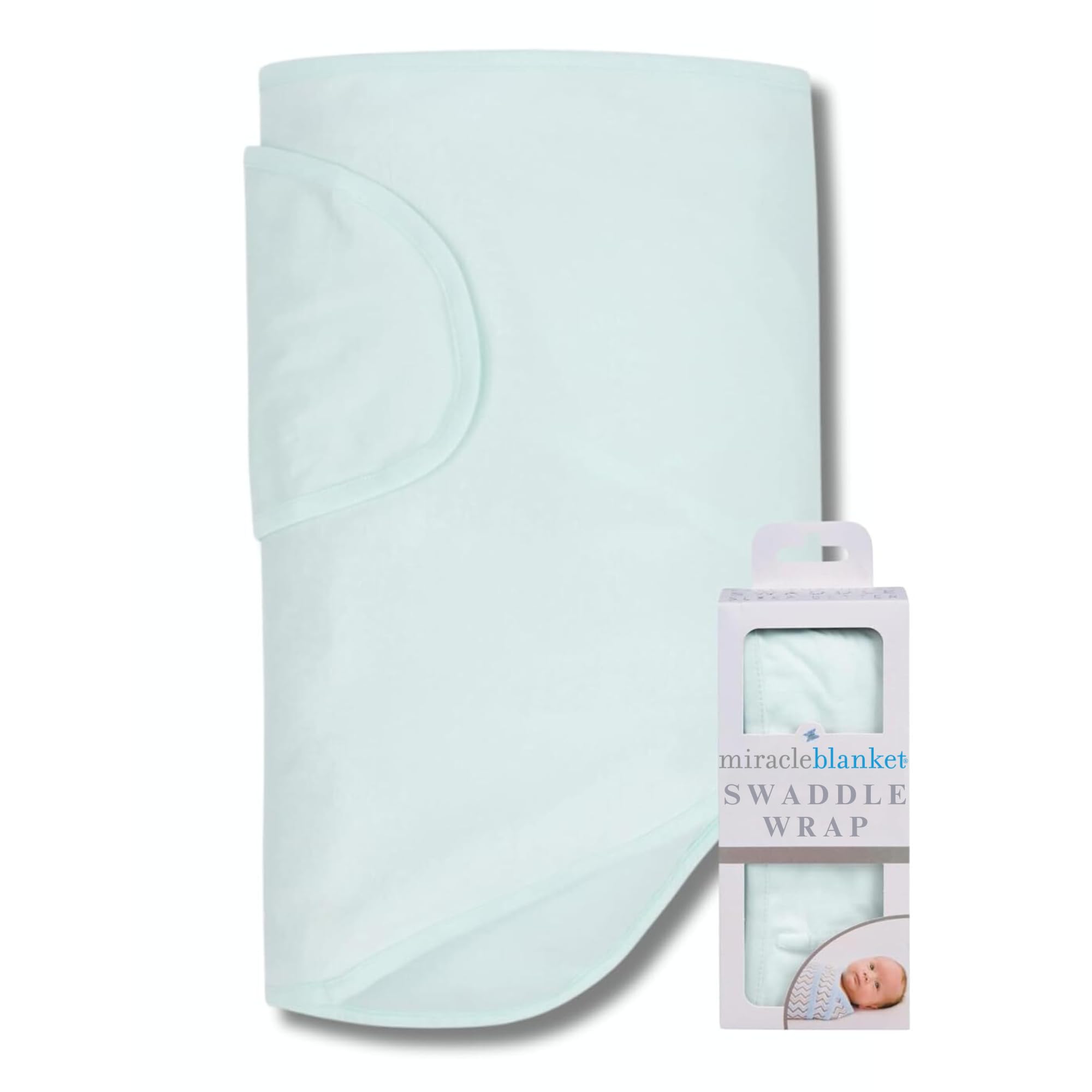 Miracle Blanket Baby Sleep Wearable Swaddle Wrap for Newborn Infant Boy or Girl 0-3 Months, Mint