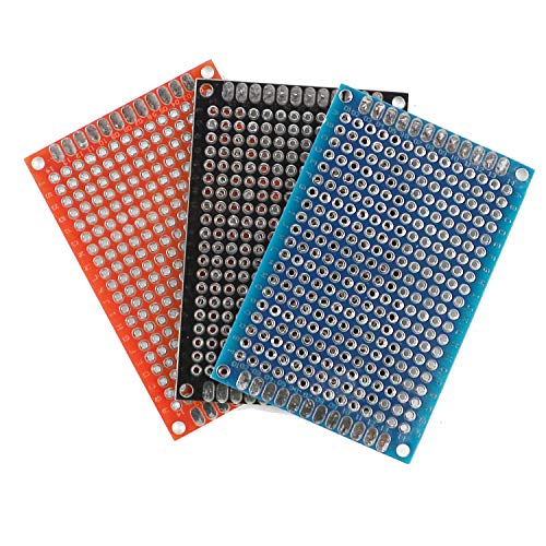 88 Pcs (4x6cm) Double Sided PCB Board Prototype Kit Soldering 3 Colour Universal Printed Circuit Board for DIY Soldering and Electronic Project